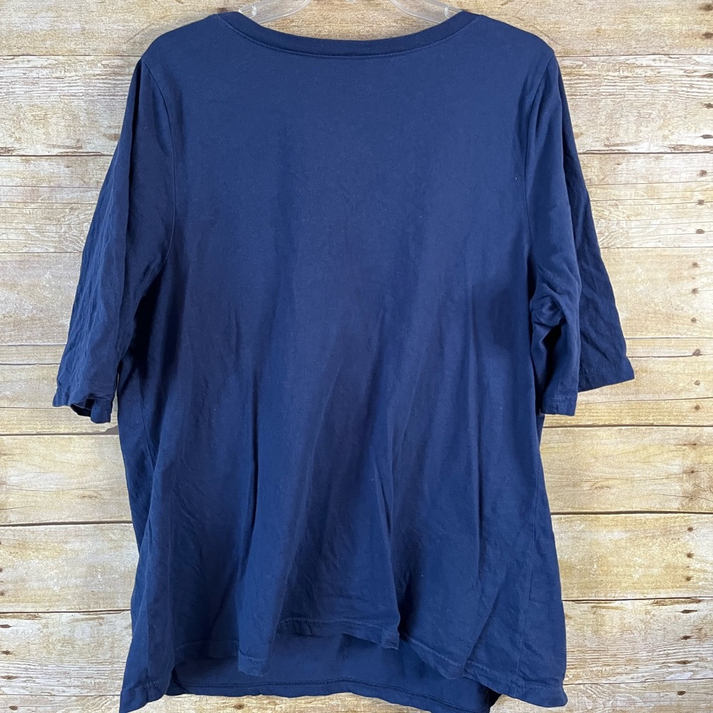 Lane Bryant Women’s Navy Blue Graphic Tee T-Shirt Elbow Sleeves EUC Size 18-20 - Picture 4 of 4